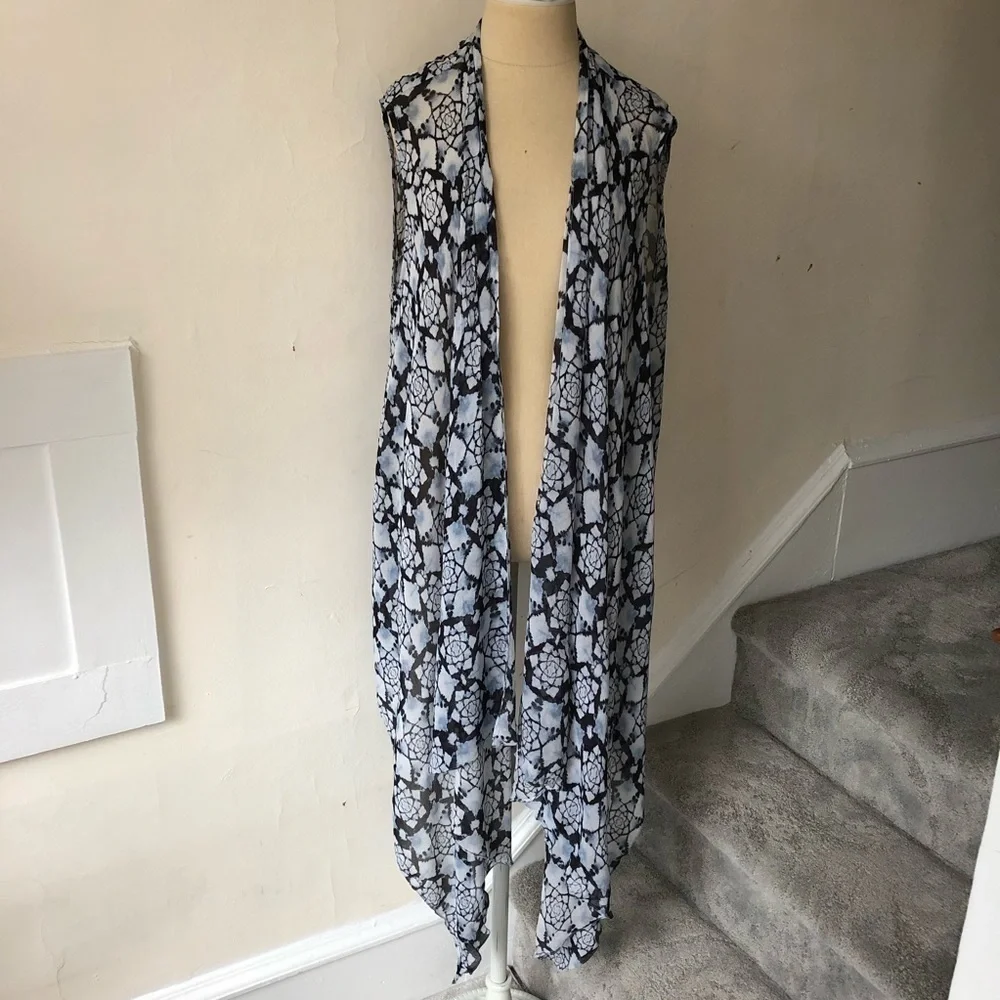 Nicole Miller Artelier La Plage Shibori Burst Viscose GGT Kimono Vest Coverup OS